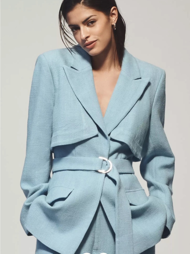 Significant Other 'Lilah' Linen Blend Blazer In Cerulean / Marine (Nwt)